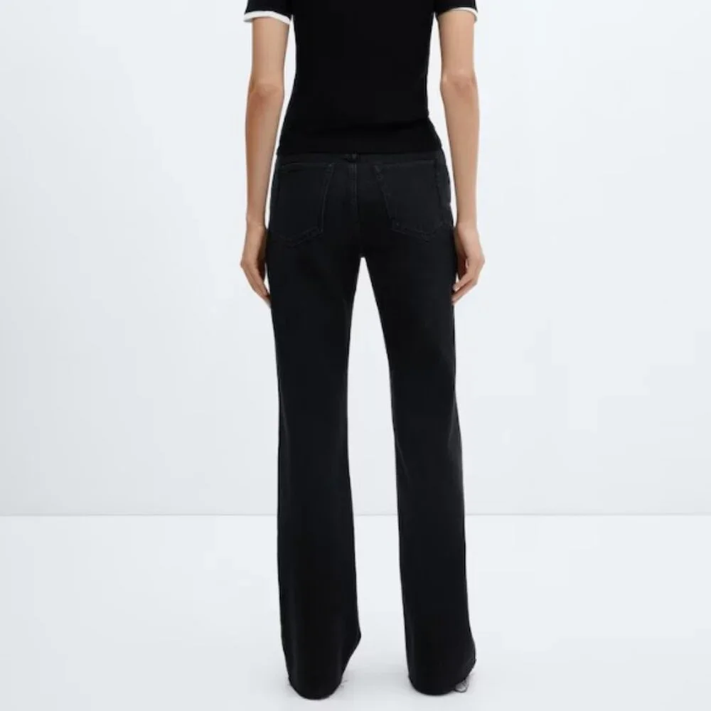 Mango Black Wide leg mid-rise jeans - Size 8 - EUC - Picture 3 of 4